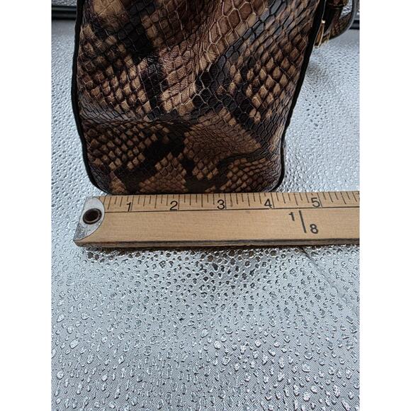 Michael Kors Ava Medium Python Snake Leather Crossbody Satchel Bag Khaki - Picture 11 of 15